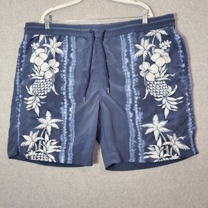 Tommy Bahama Men Swimwear XL Blue Hawaiian Trunks Outdoor Beach Surf Relax Fit